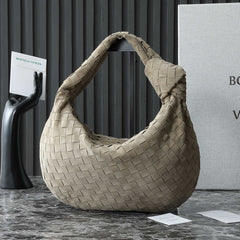 BOTTEGA VENETA 25S SMALL JODIE 36 IN MUTED TAUPE SUEDE GOLD HARDWARE