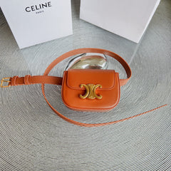 CL BELT BAG TRIOMPHE 25 MM BELT TRIOMPHE ORANGE CALFSKIN GOLD HARDWARE