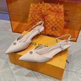 LV LOW HEEL SLINGBACK BEIGE