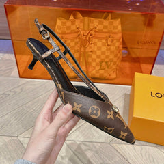 LV LOW HEEL SLINGBACK MONOGRAM CANVAS