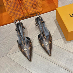 LV LOW HEEL SLINGBACK MONOGRAM CANVAS