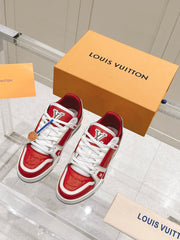 LV TRAINER SNEAKER IN SARI RED GRAINED CALFSKIN