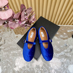 ALAIA BALLET FLATS IN COBALT BLUE VELVET