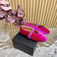 ALAIA BALLET FLATS IN DEEP PINK VELVET