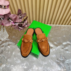 OPEN-BACK LOAFER REALISED IN CINNAMON BROWN SUEDE