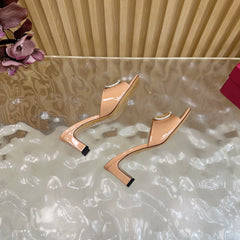 VALENTINO 25S HIGH-HEEL MULES 60 MM IN WARM BEIGE PATENT CALFSKIN WITH CRYSTAL-EMBELLISHED STRAP