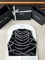 Chanel 25P Cardigan Black Mix White Cashmere 237301