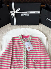 Chanel 25P Cardigan Pink Mix Green Cashmere 237319