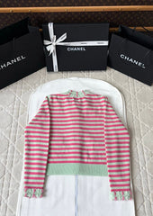Chanel 25P Cardigan Pink Mix Green Cashmere 237319