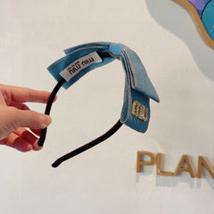 BOW HEADBAND IN BABY BLUE DENIM 398854