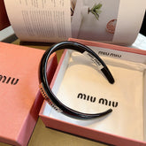 HEADBAND IN BLACK PATENT CALFSKIN SILVER LOGO 427344