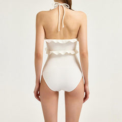 CC BIKINI SWIMSUIT SET WHITE AND RUFFLED TRIM 622179