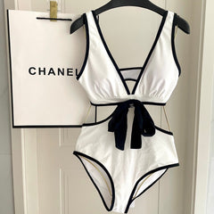 CC BIKINI SWIMSUIT SET IN WHITE AND BOW BLACK 622186
