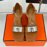 WEDGES SANDALS TAWNY LAMBSKIN