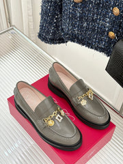 ROGER VIVIER 25S RANGERS CHAIN LOAFER IN OLIVE GRAY CALFSKIN