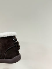 ANKLE BOOTS IN DARK CHOCOLATE SUEDE AND FLEECE LINING