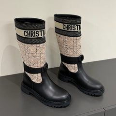 D-MAJOR BOOT TAUPE AND BLACK TECHNICAL FABRIC AND BLACK CALFSKIN