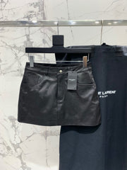 YSL 25S LEATHER MINI SKIRT STYLE 225