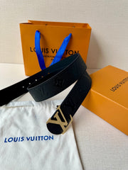 LV 25S BELT 40 MM IN BLACK CALFSKIN WITH GOLD HARDWARE 593267