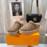 LV WOMEN'S COSY FLAT COMFORT CLOGS IN ASH BROWN MONOGRAM SUEDE