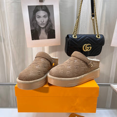 LV WOMEN'S COSY FLAT COMFORT CLOGS IN ASH BROWN MONOGRAM SUEDE