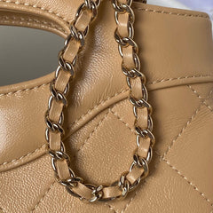 CHANEL 25S TOP HANDLE 20 CM IN DARK BEIGE LAMBSKIN
