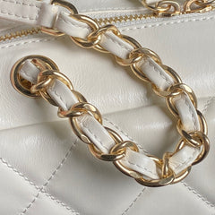 BOWLING BAG 29 IN OFF-WHITE CALFSKIN GOLD HARDWARE