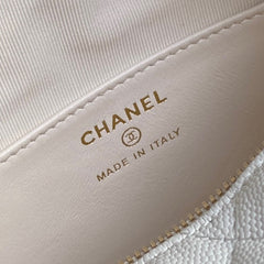 HOBO BAG 21 IN WHITE GRAINED CALFSKIN GOLD HARDWARE