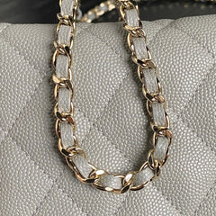 HOBO BAG 21 IN RHINO GRAY GRAINED CALFSKIN GOLD HARDWARE