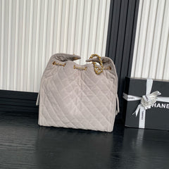 MEDIUM HANDBAG 40 IN BEIGE SUEDE GOLD HARDWARE