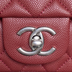 CHANEL 25S FLAP BAG 19 IN BURGUNDY CALFSKIN SILVER HARDWARE