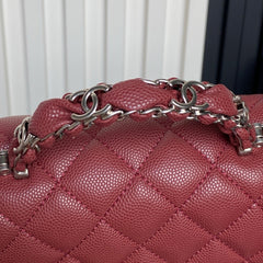 CHANEL 25S FLAP BAG 19 IN BURGUNDY CALFSKIN SILVER HARDWARE