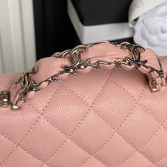 CHANEL 25S FLAP BAG 19 IN LIGHT PINK CALFSKIN SILVER HARDWARE