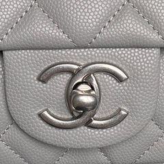 CHANEL 25S FLAP BAG 19 IN CHARCOAL GRAY CALFSKIN SILVER HARDWARE