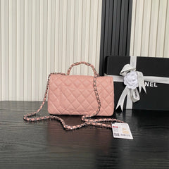 CHANEL 25S FLAP BAG 22 IN PINK CALFSKIN SILVER HARDWARE