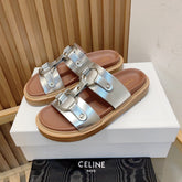 DAD SANDALS SILVER BROWN CALFSKIN