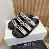 TIPPI SLIDE IN CANVAS & CALFSKIN NATURAL WHITE / BLACK