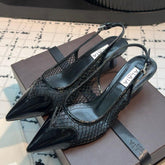 ALAIA SLINGBACKS 5 CM IN BLACK CALFSKIN WITH MESH