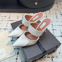 ALAIA HIGH HEEL 9 CM IN WHITE CALFSKIN