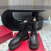 VIV' RANGERS ANKLE BOOTS IN BLACK CALFSKIN STRASS BUCKLE