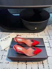 ALAIA HIGH SLINGBACK 25S 90 MM IN RED CALFSKIN