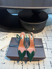 ALAIA HIGH SLINGBACK 25S 90 MM IN DARK GREEN CALFSKIN