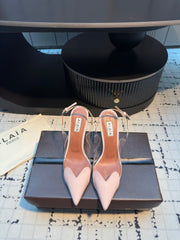 ALAIA HIGH SLINGBACK 25S 90 MM IN LIGHT PINK CALFSKIN
