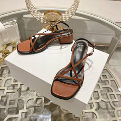 HIGH SANDAL 45MM IN RUSSET BROWN LAMBSKIN