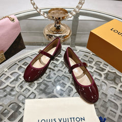 MARY JANE SHOES IN WINE RED PATENT CALFSKIN