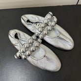 ALAIA SPHERE BALLET FLATS IN SILVER LAMBSKIN