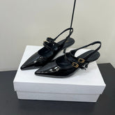 JUDY DOUBLE STRAP MARY JANE SLINGBACK IN BLACK PATENT CALFSKIN