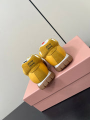 TYRE SNEAKERS IN YELLOW TECHNICAL FABRIC AND SUEDE WITH STICKER