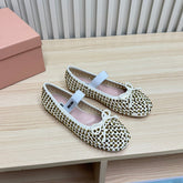 RHINESTONES MARY JANE FLATS IN CREAM SUEDE