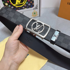 LV 25S BELT 38 MM IN BLACK MIX GREY CALFSKIN 593229